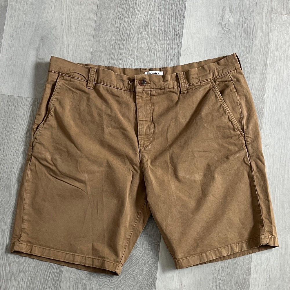 NN07 BROWN TWILL FLAT FRONT SHORTS MENS 38